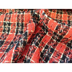 Tweed bouclé marine/rouge