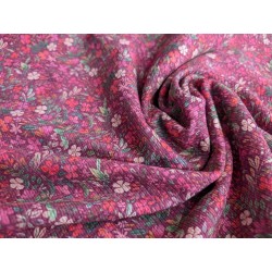 Velours côtelé fleurie rose