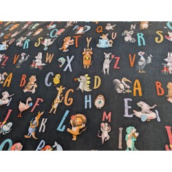 Popeline alphabet fond noir