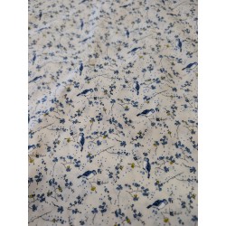 Popeline oiseaux bleu