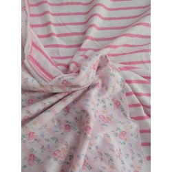 Jersey double rayé/fleurie...