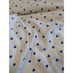 Jersey écru coeurs bleu